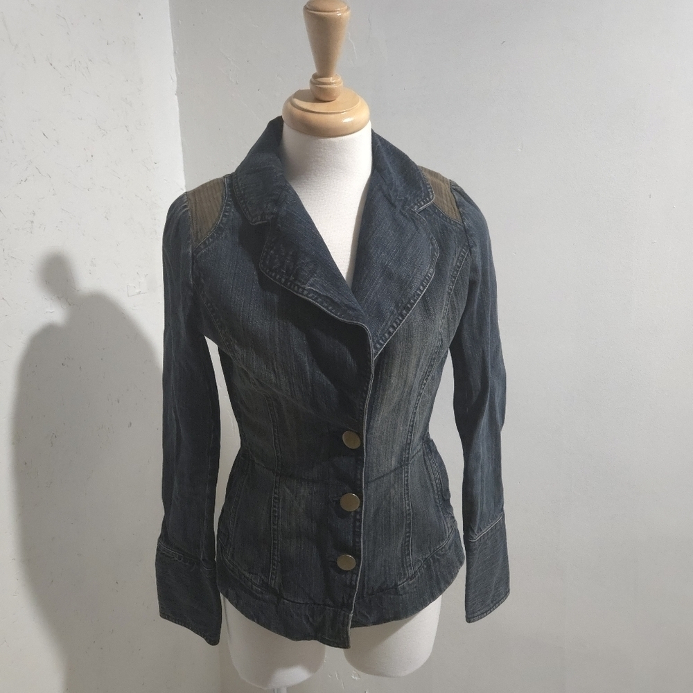 Tristan & Iseut| Dark Blue Denim Jacket with Button Details
